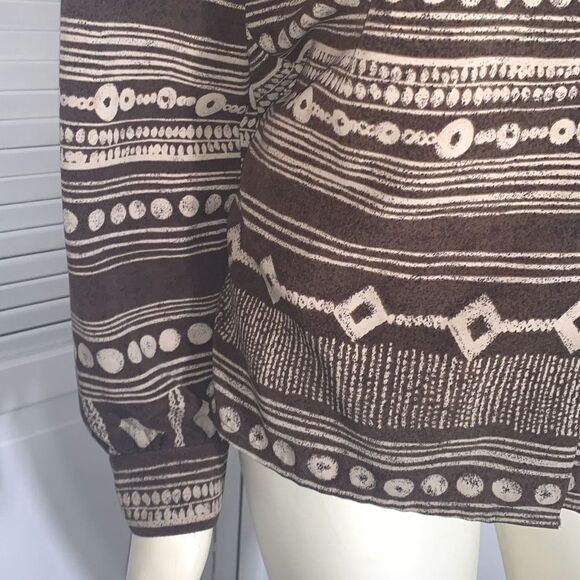 Vintage TanJay Brown Aztec Tribal Button Down Womens Top sz 10 - Picture 3 of 10